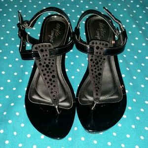 Cute black wedge sandals