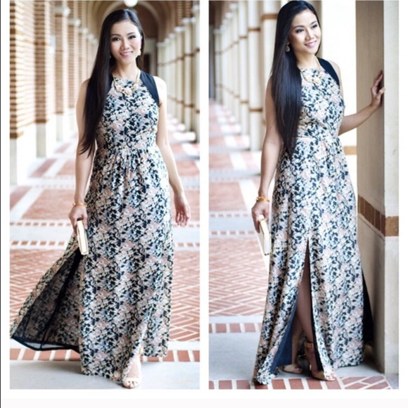 Floral side slit maxi