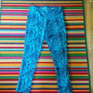 Blue snake skin pattern leggings