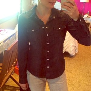 Forever 21 black denim button up