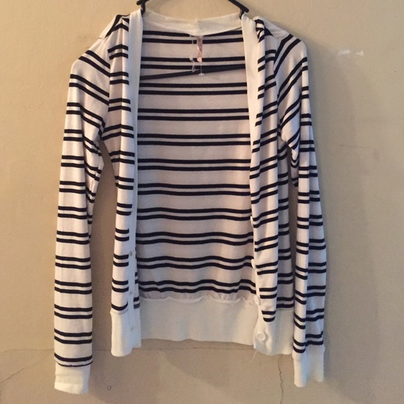 Black and white striped cardigan