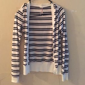 Black and white striped cardigan