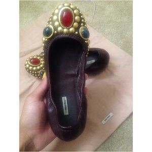 Miu Miu Jeweled Ballet Flats