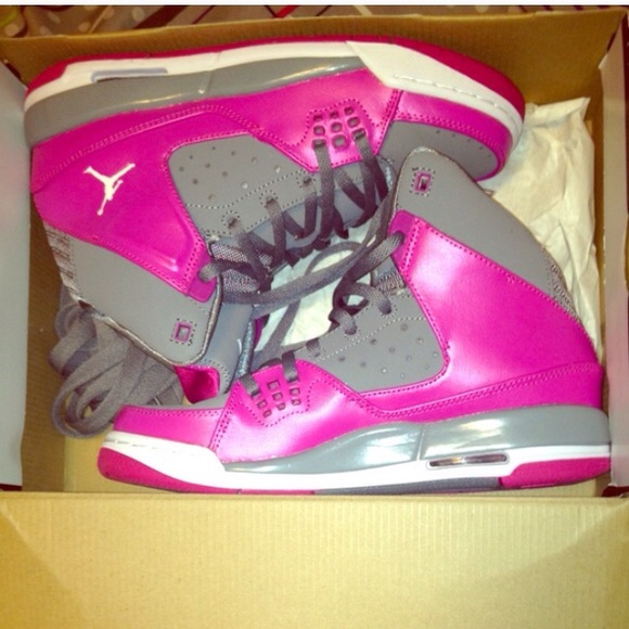pink and grey jordan flights