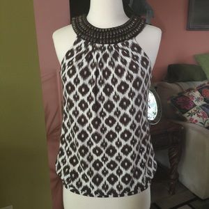 INC Top.  Wooden beaded embellishment