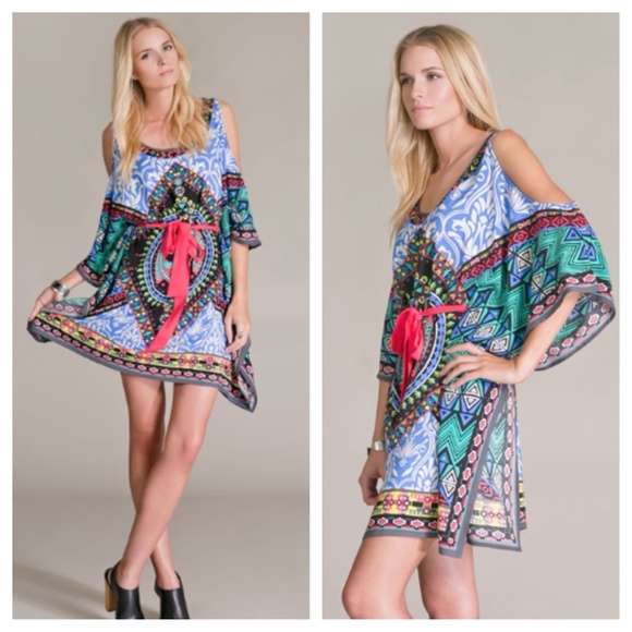 Dresses & Skirts - Vibrant Tie Geometric Summer Tunic Dress
