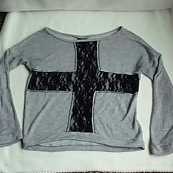 Lace cross sweater