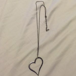 Dark grey Guess heart necklace with black stones!