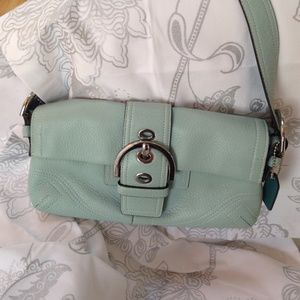 Coach light blue leather purse