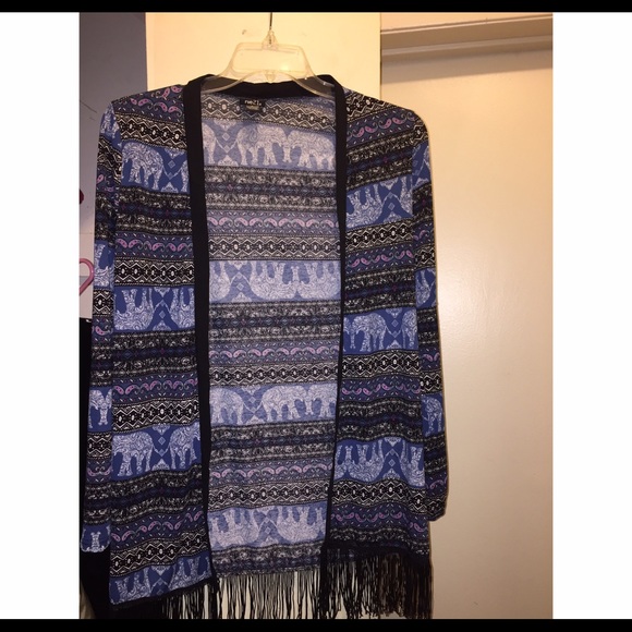 Fringe elephant "kimono"/ cardigan
