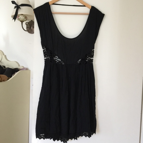 LF backless floral crochet dress