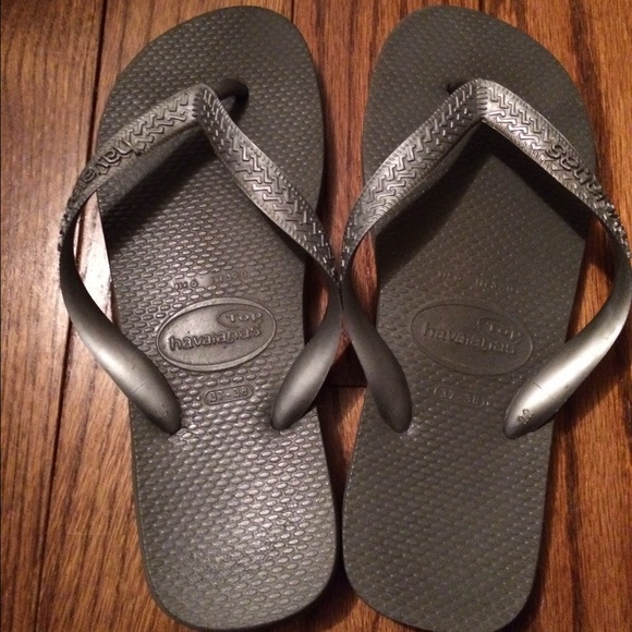 Silver Havaianas flip flops