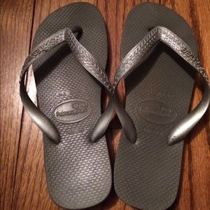 Silver Havaianas flip flops
