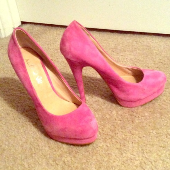 Pink suede heels