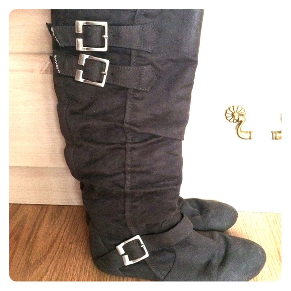 Dark Grey Suede Boots