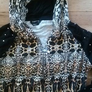 Bedazzled bebe zip up sweater