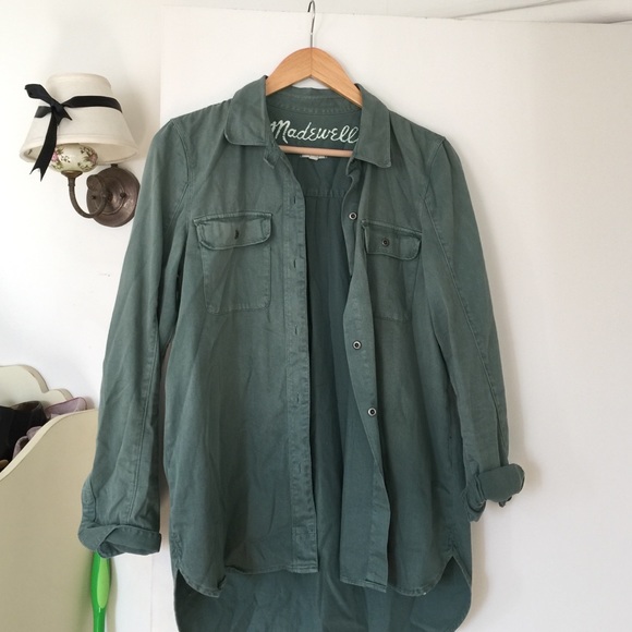 Madewell Army green button down
