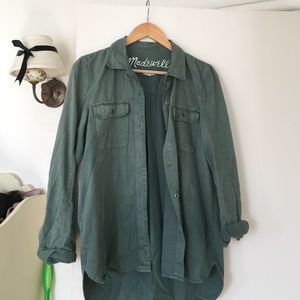 Madewell Army green button down