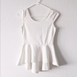 White high-low Peplum top