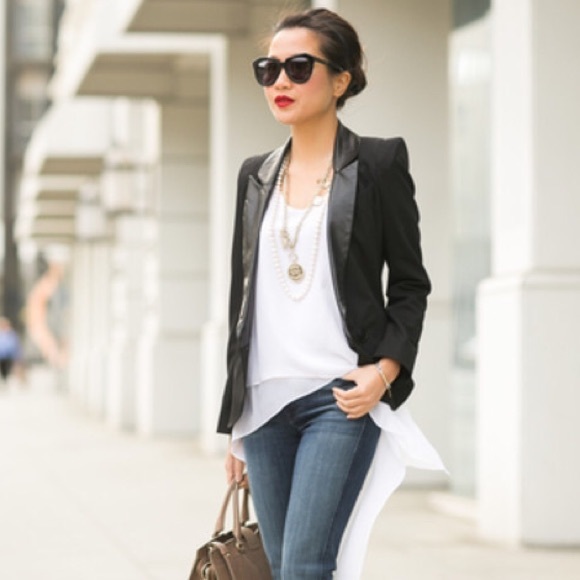 Leather Lapel Blazer
