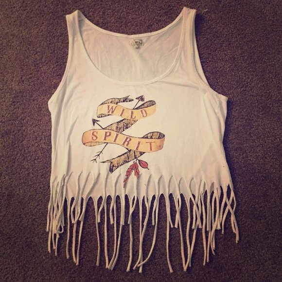 White Fringe Tank Top