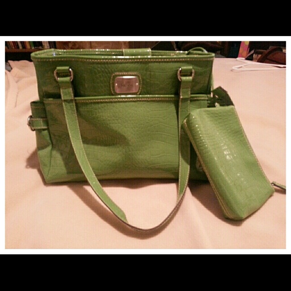 Faux Patent Leather Green Purse.
