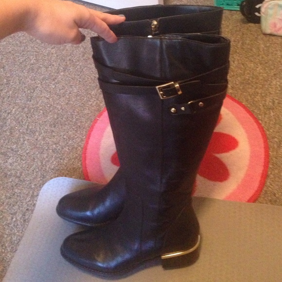 Franco Sarto wide calf black leather boots