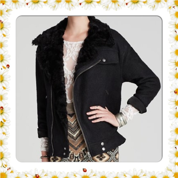 Free People Jackets & Blazers - FREE PEOPLE FAUX-FUR SLOUCHY WOOL JACKET NWT$268