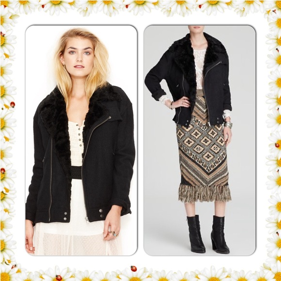 FREE PEOPLE FAUX-FUR SLOUCHY WOOL JACKET NWT$268 - Picture 3 of 4