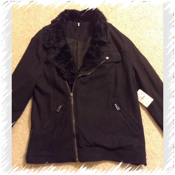 FREE PEOPLE FAUX-FUR SLOUCHY WOOL JACKET NWT$268 - Picture 4 of 4