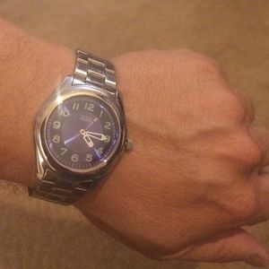 Silver blue watch