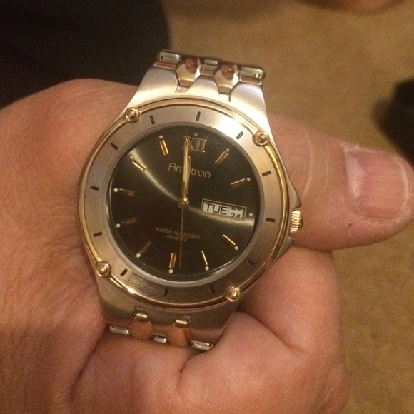 Silver and gold watch