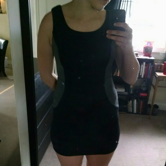 Black and Grey short dress with long zipper