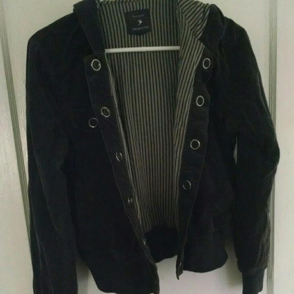 Button up gray jacket with stripes