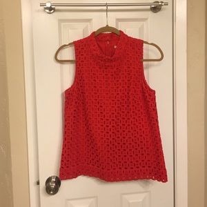 Red J. Crew eyelet summer shell