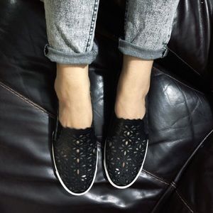 Leather slip on sneakers