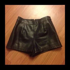 Faux leather high waisted shorts