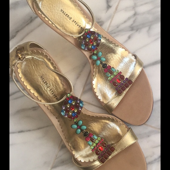 Valerie Stevens dressy beaded gold shoes