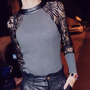 ✨HP✨Lace and Leather Top