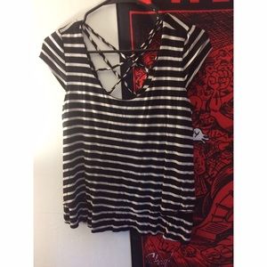 black & white stripped top