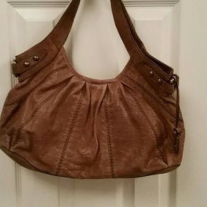 Fossil greenish- brown genuine leather handbag