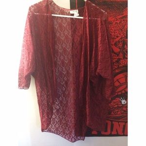Burgandy Lace Kimono Cardigan