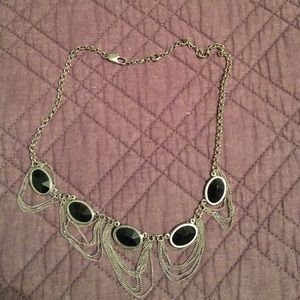 Silver and black chocker neckless