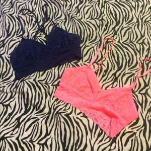 Blue and Pink Bralettes