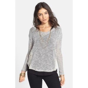 Crochet side marled sweater