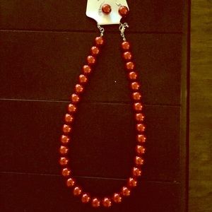 Sale!!!! Christmas Red Necklace & Earring Set