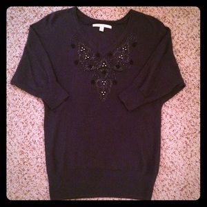 LC by Lauren Conrad Navy Beaded Sweater