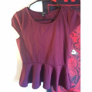 Burgandy Peplum top