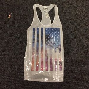 Pink American Flag Racerback Tank