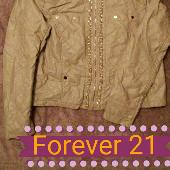 Forever 21 Tan Leather Jacket w/ Gold  embellish